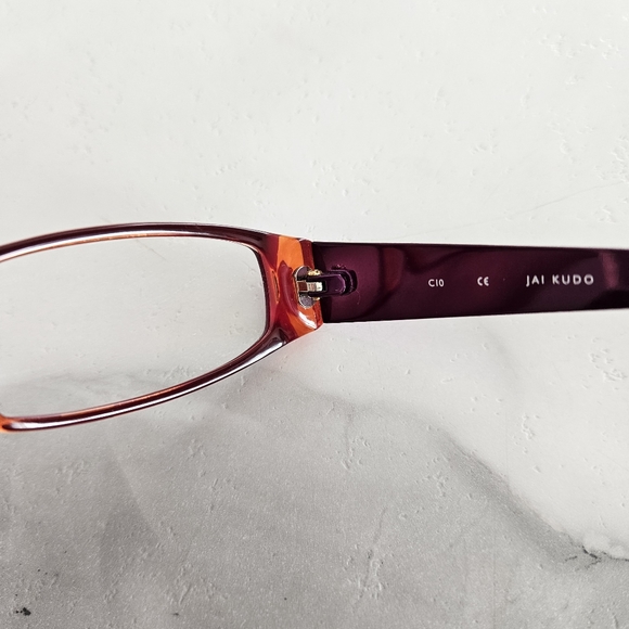 Jai Kudo Glasses: Purple and Orange Rectangular Bayonette Glasses - Picture 6 of 14